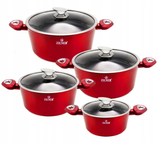 Súprava hrncov - Sada hliníkových hrncov Zilner CHERRY RED, 8 ks.